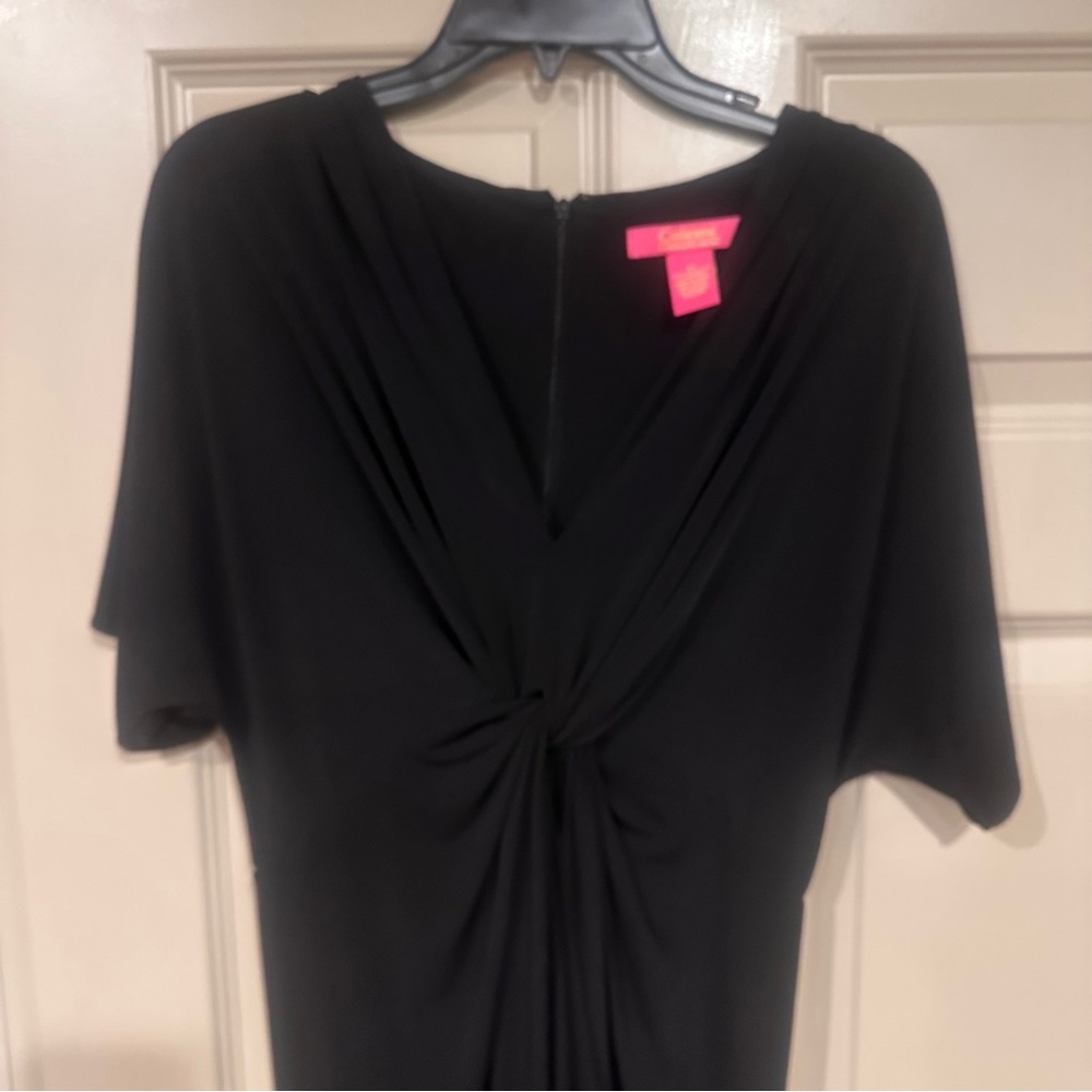 CatherineMalandrino  Black Cold Shoulder Ruched Dress